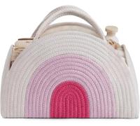 ZHUIYIWIN Nappy Caddy Organiser, Nursery Storage, Newborn Essentials for Diaper Caddy with Detachable Compartments, Baby Essentials for Newborn, Cotton Woven Rope Nappy Organiser (Rainbow Pink)