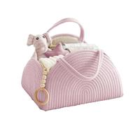ZHUIYIWIN Nappy Caddy Organiser, Nursery Storage, Newborn Essentials for Diaper Caddy with Detachable Compartments, Baby Essentials for Newborn, Cotton Woven Rope Nappy Organiser (Pink)