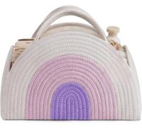 ZHUIYIWIN Nappy Caddy Organiser, Nursery Storage, Newborn Essentials for Diaper Caddy with Detachable Compartments, Baby Essentials for Newborn, Cotton Woven Rope Nappy Organiser (Rainbow Purple)