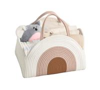 ZHUIYIWIN Nappy Caddy Organiser, Nursery Storage, Newborn Essentials for Diaper Caddy with Detachable Compartments, Baby Essentials for Newborn, Cotton Woven Rope Nappy Organiser (Clay Rainbow)