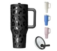 ZHUIYIWIN Tumbler with Folding Straw and Handle, Water Bottle Coffee Cup Travel Mug for Cold or Hot Drinks, Double Wall Stainless Steel Vacuum Insulated Tumbler (Black Panther, 1180 ml)