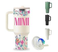 ZHUIYIWIN Tumbler with Folding Straw and Handle, Water Bottle Coffee Cup Travel Mug for Cold or Hot Drinks, Double Wall Stainless Steel Vacuum Insulated Tumbler (Mimi, 1180 ml)