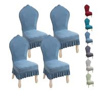 ZHUIYUAN Round Back Dining Chair Cover, Stretch Thickened Hotel Dining Table Chair Covers with Skirt,Round Back Stretch Curved Back Chair Cover for Dining Room Banquet Home Decor