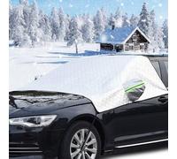 ZHUJIECAO Car Windscreen Cover Frost, Thickened Windshield Cover with Mirror Covers, Waterproof Windproof Scratchproof, Frost Guard for Snow Ice UV, Applicable All Year Round (224 x 144cm)