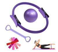 ZHUJIECAO Pilates Ring Set (5 Packs),14" Magic Circle with Dual Padded Handles,9" Mini Pilates Ball,5 Resistance Bands,Yoga Strap - Full Body Toning Pilates Equipment Kit for Home Gym Fitness
