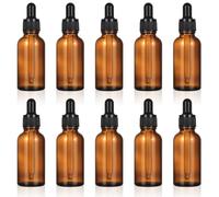 Zhujiehigh 10 Pcs 30ml Amber Glass Dropper Bottles, 30ml Amber Glass Bottle with Pipettes, Small Refillable Pipette Sample Bottles for Perfume Lab Home Travel Essential Oils Liquid