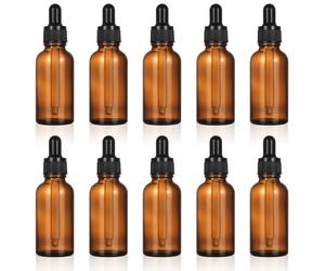 Zhujiehigh 10 Pcs 30ml Amber Glass Dropper Bottles with Pipettes