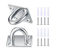 Zhujiehigh 2 Pcs M8 Square Pad Eye Plate, Stainless Steel Ceiling Hooks, Metal Suspension U Hooks, Marine Hardware Staple Hook Ring Loop with Screws for Wall Ceiling Hanging