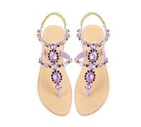 ZhuLinFeng Women's Rhinestone Gladiator Sandals Pingtan Wedding Sandals Gem Pearl Sparkling Bridal Bridesmaid Sandals Blue Bohemian Sandals purple Size: 12.5