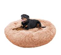 ZHULONGRUSHUI Calming Dog Cat Donut Bed, Fluffy Calming Pet Bed, Anti-Anxiety Cuddler Nest, Round Bed Warm Dog Nest with Non-Slip Bottom Ideal for Medium Large (Champagne,120x120x20cm (L x W x H))