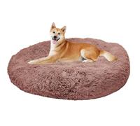 ZHULONGRUSHUI Donut Dog Bed, Plush Cuddler Anti Anxiety Dog Beds, Soft Warm Dog Nest, Washable Dog Cushion, Calming Round Plush Pet Bed for Dogs & Cats (Khaki,150x150x20cm (L x W x H))