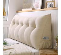 ZHULONGRUSHUI Large Wedge Back Pillows,Headboard Triangular Rest Reading Pillow,Lumbar Support Cushion Waist Backrest,Headboard Cushion for Bed Sofa Tatami,Washable (180x50x20cm,Beige)
