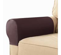 ZHULONGRUSHUI Stretch Armrest Covers Ultra Thick,Waterproof PU Leather Armchair Slipcover,Furniture Protector for Sofa Chair Recliner Couch Loveseat,Set of 2(Wine Red)