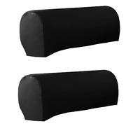 ZHULONGRUSHUI Stretch Sofa Armrest Cover,Waterproof Armchair Slipcover for Chairs and Sofas,2pcs PU Leather Arm Covers,Furniture Protector Arm Cover for Recliner(Black)