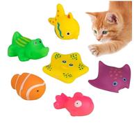 Zhuluck 6Pcs Colorful Pool Cat Interactive, Cat Floating Water, Pet Kitten Swimming Bathing Fish, Sensory for Indoor Cats to Self