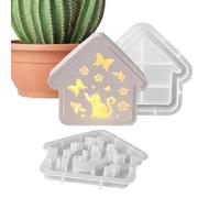 ZHUMCCY Art House Silicone Mold - Cat Home Resin Casting Mould - Cute Creative Ornament Craft Tool for Desk Classroom Christmas Living Room Garden Nursery Halloween School