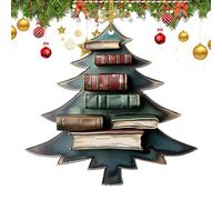 ZHUMCCY Book Ornament,2d Book Tree Ornament Christmas Decorations - Home Decorations Charm for Bookshelf Bedroom Door Window Library Mantle Yard Holiday Garden Patio Outdoor