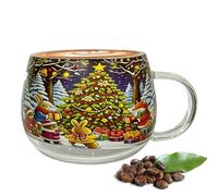ZHUMCCY Christmas Mugs | Holiday Tea Cup Glass Coffee Mugs,300ml Seasonal Home Kitchen Drinkware Holiday Glassware for Wine Water Beverages Hot Cocoa Cold Drinks Latte