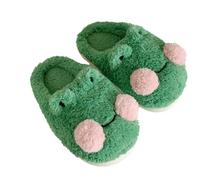ZHUMCCY Frog Plush Slippers - Comfortable and Cozy House Slippers for Women and Girls