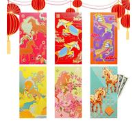 ZHUMCCY Red Envelopes for Money Gifts, 6 Pieces Design Pockets, 2026 Paper Scissors Cut Pattern Red Envelopes, for Girls, Adults, Family, Birthday, Housewarming, Winterproof