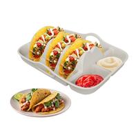 ZHUMCCY Taco Holder Plate | Silicone Taco Shells Stand with Divider,Reusable Snacks Plates with Dipping Sides for Home Kitchen Barbecue Camping Tuesday Bar Serving
