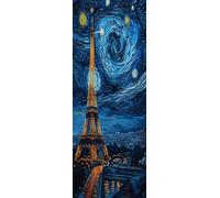 ZHUMUTO Extra Large 5D Diamond Art Painting Kits for Adults,23.6x63inch/60x160cm Extra Large Crystal Art Kits for Adults,Abstract Landscape Eiffel Tower A Round Full Drill Picture for Home Wall Decor