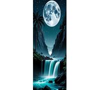 ZHUMUTO Extra Large Diamond Art Painting Kits for Adults,23.6x63inch/60x160cm Landscape Waterfall Moon DIY Full Round Drill Diamond Dots,Extra Large Size for Home Wall Decor Gifts