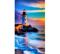 ZHUMUTO Large 5D Diamond Art Painting Kits for Adults,27.5x15.7inch Large Crystal Art Kits for Adults,Lighthouse Round Full Drill 70x40cm Picture for Home Wall Decor