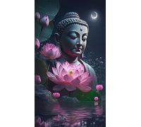 ZHUMUTO Large Diamond Art Painting Kits for Adults,15.7x27.5inch/40x70cm Large Crystal Art Kits for Adults,Buddha Round Full Drill Picture for Home Wall Decor