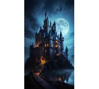 ZHUMUTO Large Diamond Art Painting Kits for Adults,15.7x27.5inch/40x70cm Large Crystal Art Kits for Adults,Horror Castles B Round Full Drill Picture for Home Wall Decor