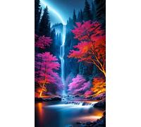 ZHUMUTO Large Diamond Painting Kits for Adults Glowing Forest Waterfall | 5D Diamond Art Kit 15.7x27.5 inch/40x70 cm, DIY Diamond Painting with 2 Tool Sets, Fantasy Night Landscape Wall Decor