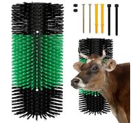 Zhuo·LeLe Livestock Scratching Brush with 4 Screws - Cattle and Horse Grooming Brushes, Itch Relief for Horse, Goat, Cattle，Cow,Sheep， and Pig,Livestock Supplies - Black & Green
