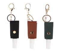 ZHUOEEDAAY 2PCS Refillable Travel Bottles Empty Leakproof Plastic Travel Bottle with Leather Keychain Oil for Hand Sanitizer, Travel, Outdoor Activities, School (3, Multicolour)