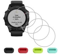 ZhuoFan Pack of 4 Screen Protectors for Garmin Fenix 6/6 Pro with [4 Pieces] Silicone Dust Plug, 9H Hardness Protective Glass Film, Scratch-Resistant HD Anti-Fingerprint Bubble-Free Screen Protector