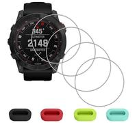 ZhuoFan Pack of 4 Screen Protectors for Garmin Fenix 7S Solar/7S/7S Sapphire Solar with [4 Pieces] Silicone Dust Plug, 9H Hardness Protective Glass Film, Scratch-Resistant HD Anti-Fingerprint