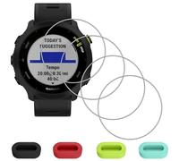 ZhuoFan Pack of 4 Screen Protectors for Garmin Forerunner 55 with [4 Pieces] Silicone Dust Plug, 9H Hardness Protective Glass Film, Scratch-Resistant HD Anti-Fingerprint Bubble-Free Screen Protector