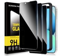 ZhuoFan Privacy Screen for iPhone 13 Tempered Glass Screen Protector, Anti-Spy 10H Hardness Film Protective Glass Privacy Screen with Frame Positioning Aid, Bubble-Free, Pack of 3