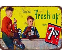 ZHUOHAOZI 1948 Canadian Hockey and 7-Up Vintage Look Reproduction Metal Tin Sign 8X12 Inches