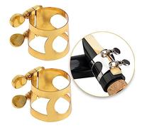 ZHUOMINGJIA 2 PCS Clarinet Ligature,Double screw Clarinet Mouthpiece Ligature,strong and durable,adjust the diameters,for Clarinet Mouthpiece Woodwinds Instrument,Perfect Fit (Gold,2 Pcs)