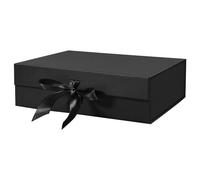ZHUORUE Black Gift Boxes with Lids, 10.5x7.5x3.1 Inches Magnetic Gift Box with Ribbons, Gift Boxes for Halloween, Christmas, Birthday Gift Wedding