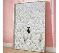 ZHUOYA 1pc Black Sheep Canvas Poster, Art Deco Classic Retro Style, Wall Hanging Decor Print Painted Artwork, Home Decor Poster 70x100cm InternalFrame