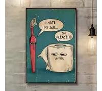 ZHUOYA 1pc Classic Style Fabric Canvas Wall Art Mural - Humorous Bathroom Poster for Wall Decor for Dormitory and Home Decor(70x100cm/Canvas wrap)