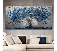ZHUOYA 1pc Modern Abstract Tree Canvas Art Print, Blue and White Landscape Wall Decor for Living Room Bedroom, Large Poster(70x90cm/Canvas wrap)