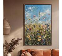 ZHUOYA 1PC Spring Wildflowers Field Posters Canvas Painting Vintage Floral Botanical Landscape Wall Art Home Farmhouse Decor(70x90cm/Canvas wrap)