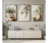 ZHUOYA 2D Flat 3pcs Olive Tree Printed Canvas Art,Retro Decor,Canvas Poster Living Room,Perfect for Family and Dormitory(40X60X3cm/Canvas wrap)
