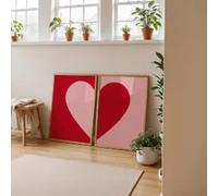 ZHUOYA 2pcs Retro Heart Wall Art Set, Pink and Red Love Canvas Printing, Simple Modern Decoration for Bedroom and Living Room(70X90x2cm/Canvas wrap)