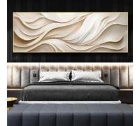 ZHUOYA 3D Minimalist Abstract Large Textured Wave Wall Art Poster Wabi-Sabi Art Bedroom Decor Beige White Neutral Tones Painting(20x40cm/Frameless)