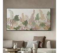 ZHUOYA Abstract Flowers Landscape Oil Painting On Canvas Minimalist Green Floral Textured Wall Art Modern Living Room Home Decor 80x120cm Frameless