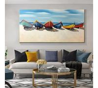ZHUOYA Abstract Sailboat Canvas Wall Art Colorful Boat Painting Quiet Seascape Artwork Painting Modern Style for Home Decor(40x60cm)
