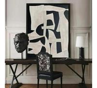 ZHUOYA Beige Wabi Sabi Wall Art Black Beige Abstract Painting Minimalist Canvas Large Neutral Rich Textured Living Room Decor 70x100cm Frameless